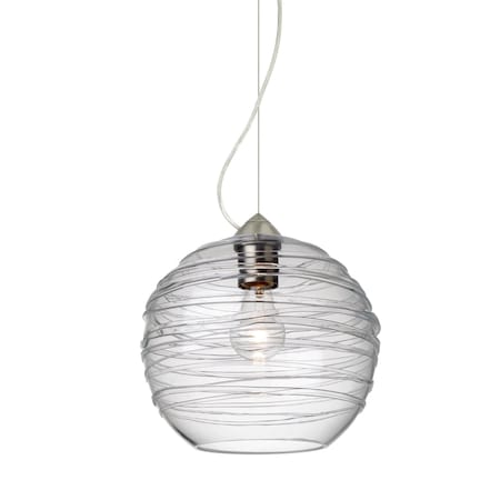 Wave 10 Cord Pendant, Clear, Satin Nickel Finish, 1x60W Incandescent